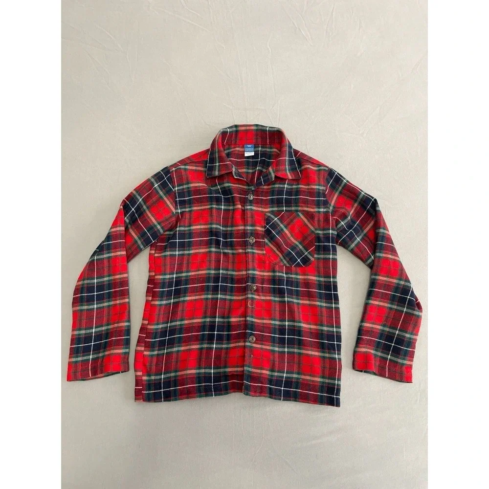 Old Navy Unisex Plaid Flannel Button-Down Pajama Shirt